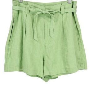 NWT! Madewell 100% Linen Paperbag Shorts Tie Front Size 8 Seedling Green